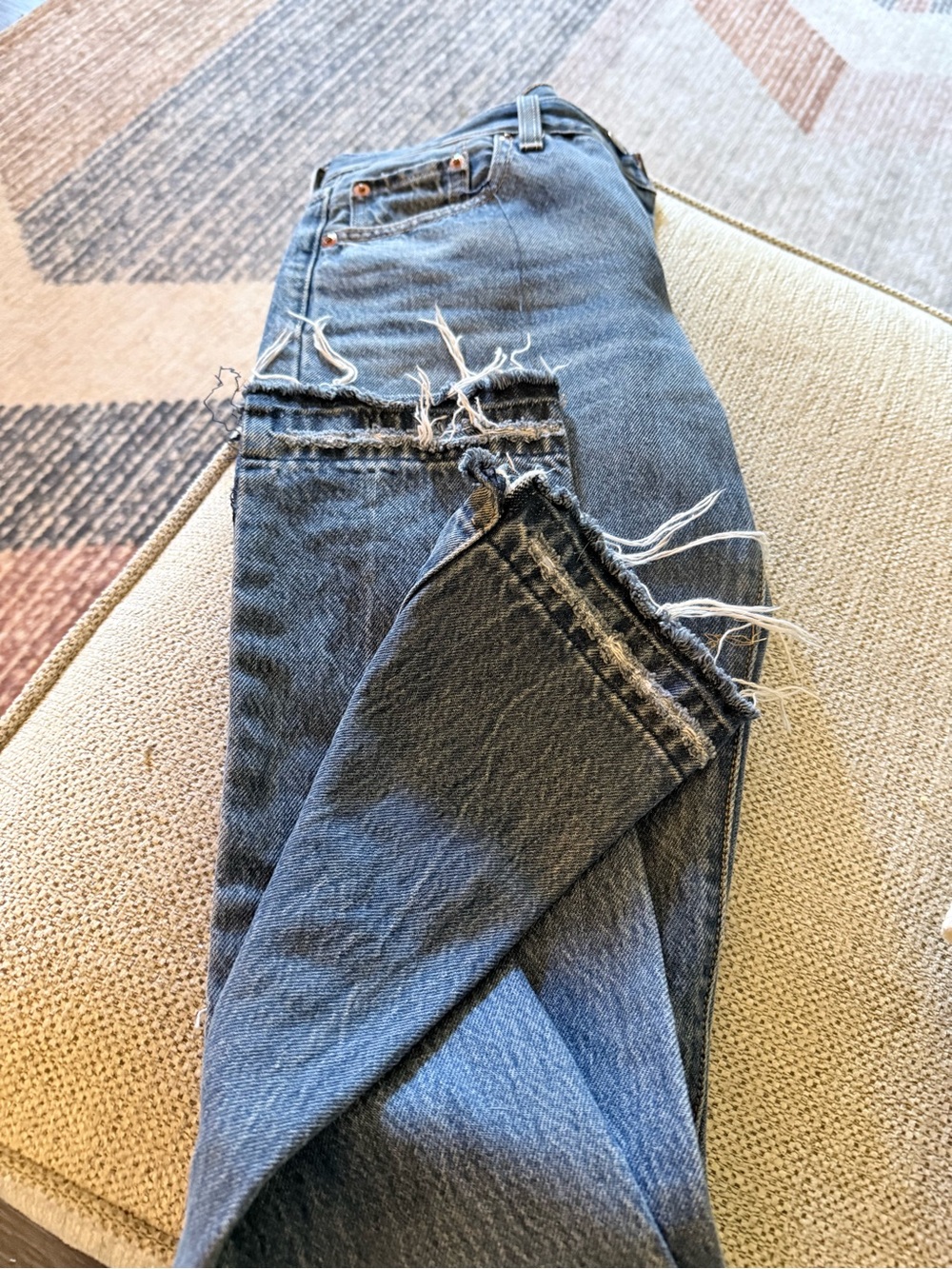 Women’s Levi’s 501 Distressed Blue Denim Jeans